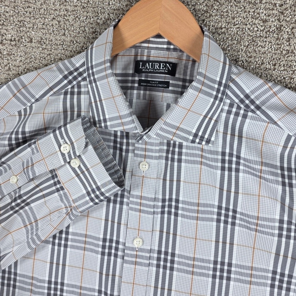 Lauren Ralph Lauren Mens Slim Fit Performance Stretch Plaid Dress Shirt XL‎